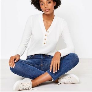 NWT LOFT Waffle Henley top